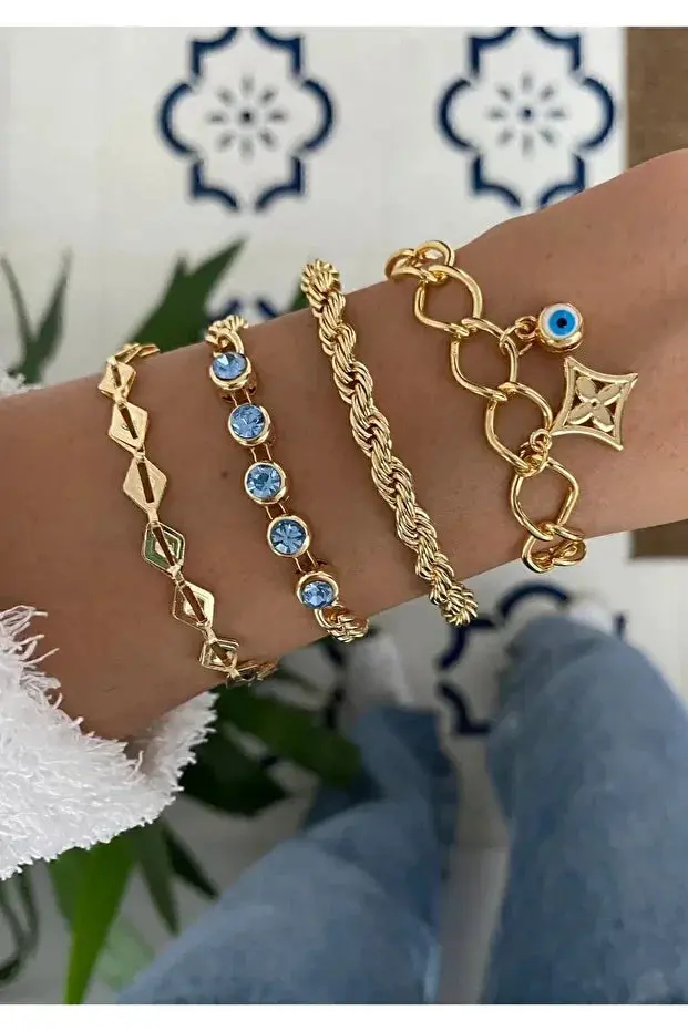 Set Brățări cu Margele Turcoaz Stivuibile Combo Brățară Boho Reglabilă Bijuterie de Modă Cadou pentru Ea - imagine 2