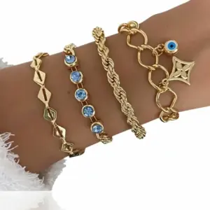 Set Brățări cu Margele Turcoaz Stivuibile Combo Brățară Boho Reglabilă Bijuterie de Modă Cadou pentru Ea