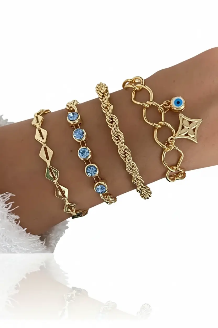 Set Brățări cu Margele Turcoaz Stivuibile Combo Brățară Boho Reglabilă Bijuterie de Modă Cadou pentru Ea